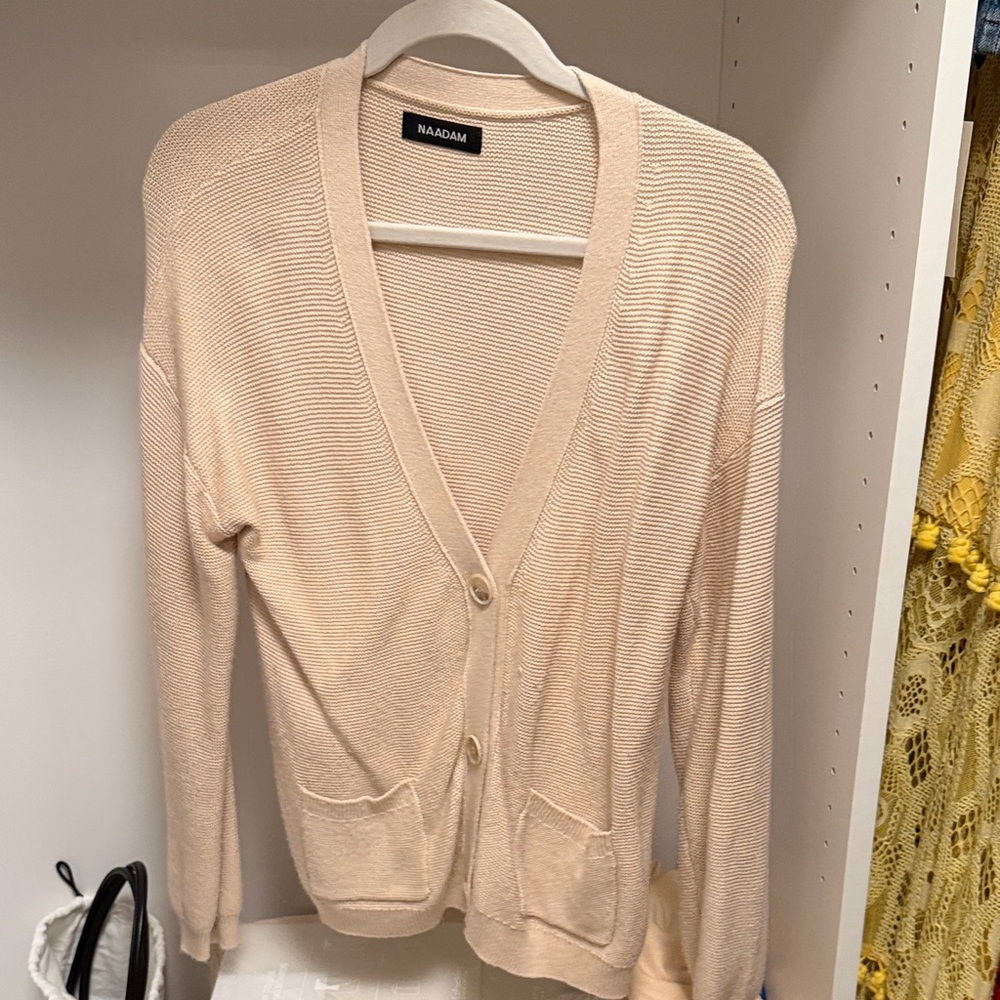NAADAM Women's Beige Cardigan Sweater